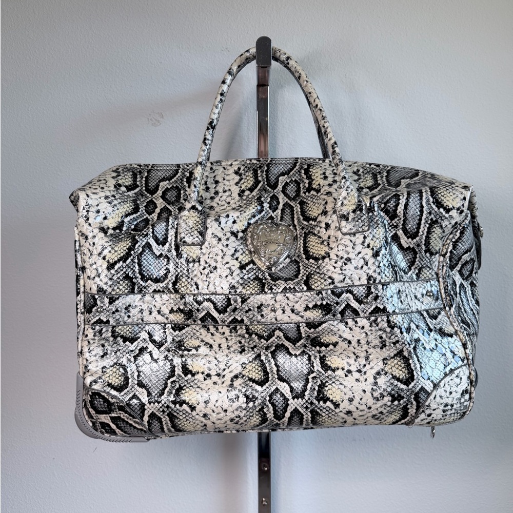 Kathy Van Zeeland Snakeskin Rolling Duffel Bag Travel Carry On Luggage